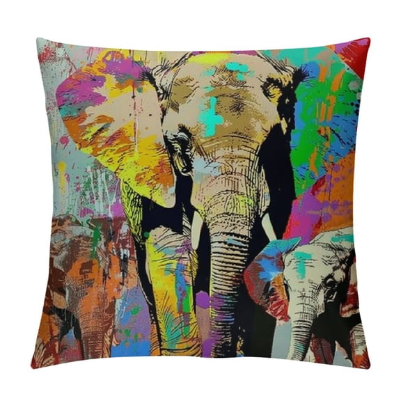 PHYHOO Elephant Themed Mandala Indian Elephant Modern Abstract Bohemian Hippie Throw Pillow Case,Home Bedroom Living Room Office Sofa Couch Bed Decor,Gifts for Girls Women Sister Daughter White