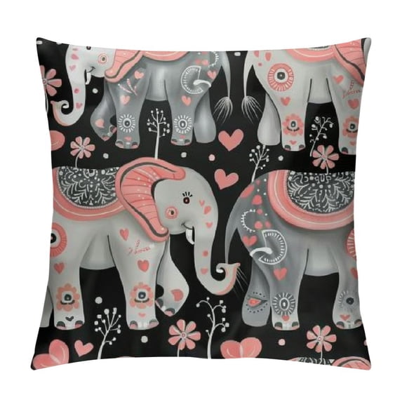 PHYHOO Elephant Throw Pillow Colorful Pillow Covers Unique Animal Double-sided Print with Flower Throw Pillow Sofa Cushion Decorative Pillowcase for Couch Bed Chair Office