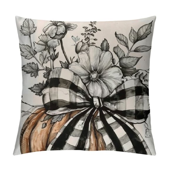 PHYHOO Fall Decorative Throw Pillow Covers, Flower Fall Decor Outdoor Farmhouse Pillow Cases for Home Couch (Beige Color)