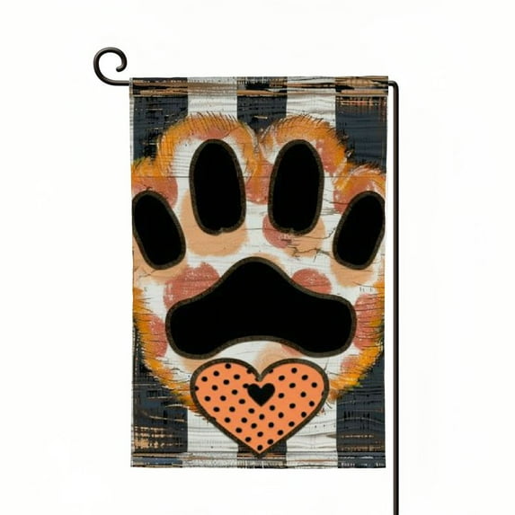 PHYHOO Fall Garden Flag Paw Print Double Sided for Outside Small Welcome Burlap Holiday Yard Decoration (Floral) White