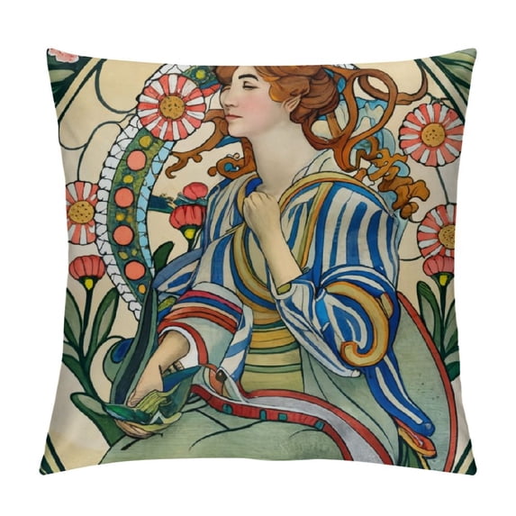 PHYHOO Figure Print Pillow Case Short Plush Square Decorative Throw Pillowcase Suitable for Sofa Bedroom
