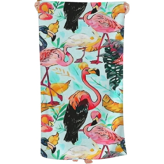 PHYHOO Flamingo Microfiber Sand Free Beach Towel Thin Quick Dry Pool Towel Large Lightweight Absorbent Beach Towels for Men Women Adult Travel Swim Pool Gym Beach Essentials Accessories 30x60in