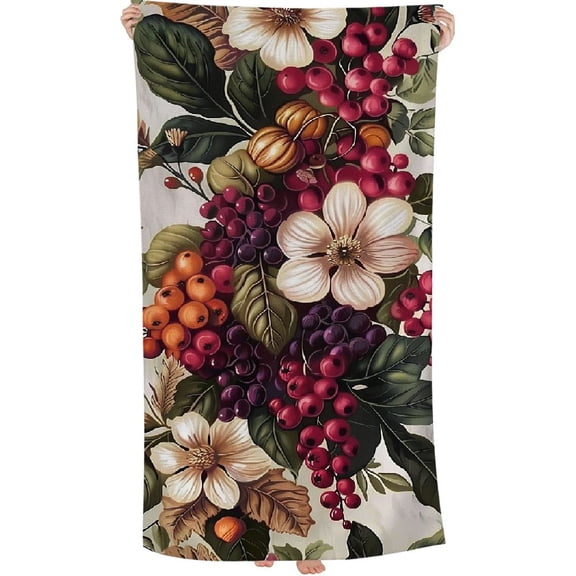 PHYHOO Floral White and Pink Microfiber Sand Free Travel Towels Winter Holiday Soft Pool Swimming Towels Beach Accessories 30x60in