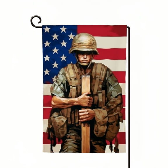 PHYHOO Freedom Boots Memorial Day Double-Sided Garden Flag,Outdoor patio Independence Day Stars and Stripes Garden Flag -A White
