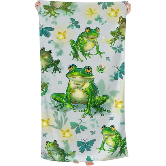 PHYHOO Frog Theme Large Lightweight Microfiber Towel Super Absorbent Sand Free Thin Pool Towel for Beach Travel Sports Pool Bath Camping 30x60in