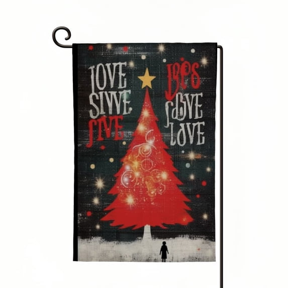 PHYHOO Funny Christmas Garden Flag Joy Love Peace Believe Christmas Garden Flag Retro Funny Garden Flags Porch Yard Flags Double Sided Outdoor Decor White