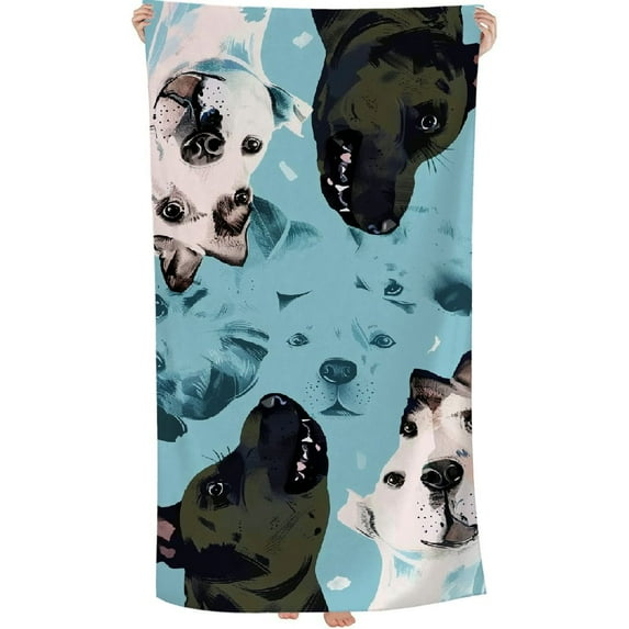 PHYHOO Funny Dog Pattern for Adults Kids Microfiber Lightweight Swimming Pool Towels Quick Dry Absorbent Sand Free Large Oversized Bath Towel 30x60in