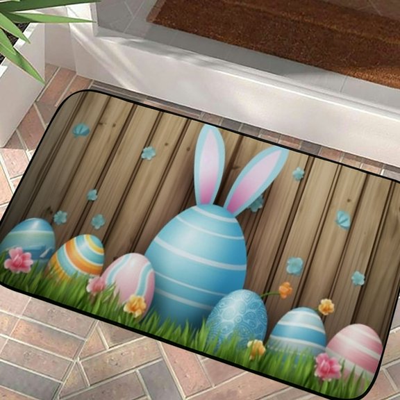 PHYHOO Funny Eggs Entrance Welcome Door Mat, Soft Kitchen Rugs Indoor Floor Doormat Easter Washable Home Carpet Decor 19.68*39.37 in