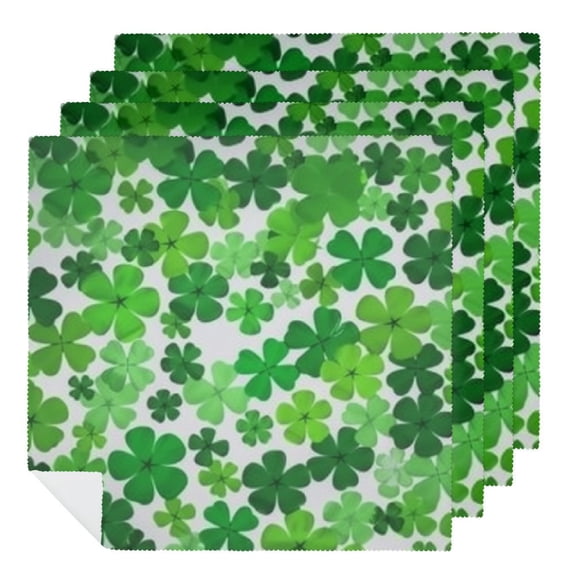 PHYHOO Green Shamrock Cloth Napkins Soft Leaf Plant Heart Foliage Botanical Modern Clover Line Polyester Dinner Square Napkin for Family Restaurant Weddings Parties 2 PCS