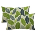 thumbnail image 1 of PHYHOO Grey Green Leaves 12x20 Set of 2 Decorative Throw Pillow Covers Outdoor Pillowcase Spring Florals Lumbar Pillow Case with Zipper Farmhouse Cushion Cases for Living Room Couch, 1 of 8