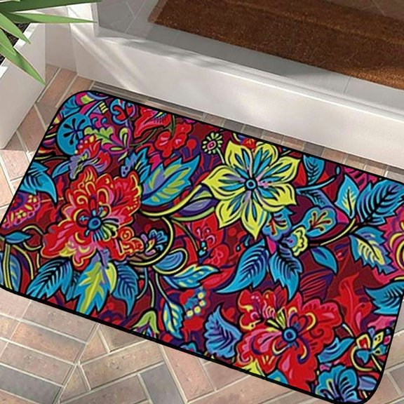 PHYHOO Gypsy Garden Flower Door Mat Outdoor Doormat for Entryway Indoor Entrance Outdoors/Indoor/Bathroom/Kitchen/Bedroom/Entryway Floor Mats 19.68*39.37 in
