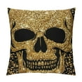 thumbnail image 1 of PHYHOO Halloween Gold Skull Decoraive Pillow Covers Square Pillow Black Goth Decor Cushion Cover for Sofa Bed Car Living Room White, 1 of 5