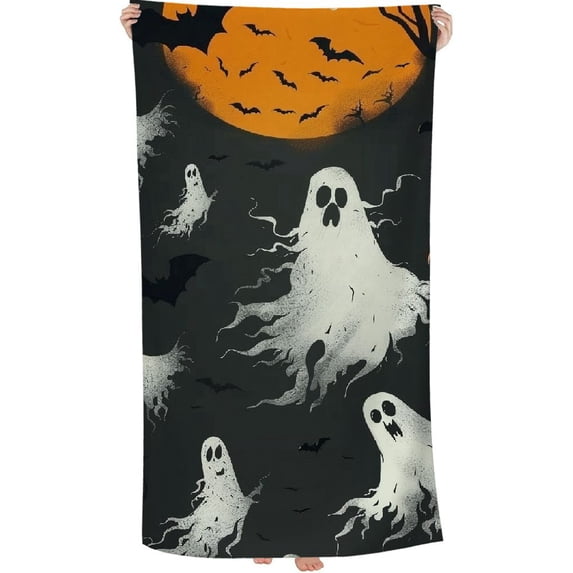 PHYHOO Halloween Spectres Beach Towel for Adults Kids Microfiber Lightweight Swimming Pool Towels Quick Dry Absorbent Sand Free Large Oversized Bath Towel 30x60in