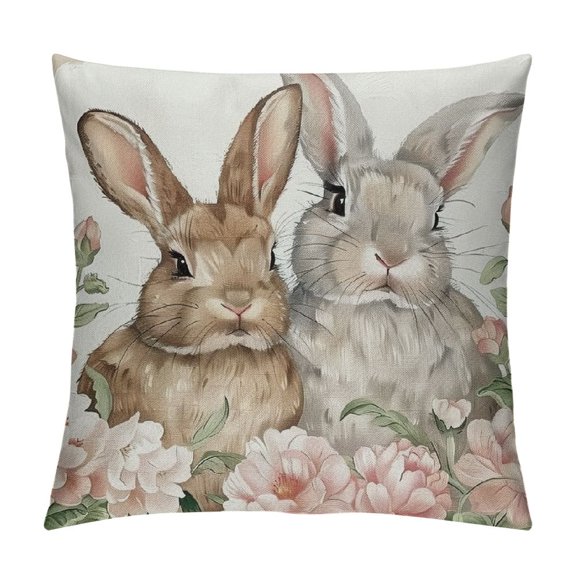 PHYHOO  Happy Easter Hello Spring Bunny Ears Yellow Throw Pillow Covers,  Cushion Case Decoration for Sofa Couch