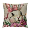 thumbnail image 1 of PHYHOO Hello Easter Bunny Eggs Truck Decorative Throw Pillow Covers, Spring Welcome Peeps Retro Porch Outdoor Home Decor, Floral Farmhouse Stripes Holiday Sofa Couch Cushion Case White, 1 of 5