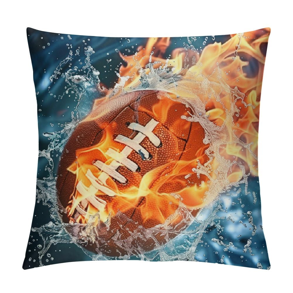 VIPbuy Home Décor Super Soft Short Plush Square Throw Pillow Case Sofa Cushion Cover with Invisible Zipper- 18 x 18 inches -No Insert- Soccer Ball Theme