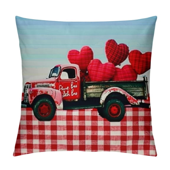 PHYHOO Hopyeer Valentines Red Black Buffalo Check Plaid Love Pillow Covers Decorative Linen Red Lip Red Lover’s Saying Cushion Case Sofa Spring Home Decor Pillowcase White
