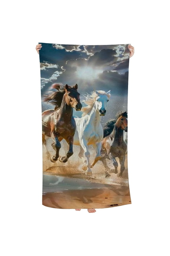 Horse Herd Sandstorm Beach Towels Oversized Microfiber Beach Towel for Adults Quick Dry Sand Free Absorbent Large Beach Blanket for The Swimming, Sports, Beach Travel 30x60in
