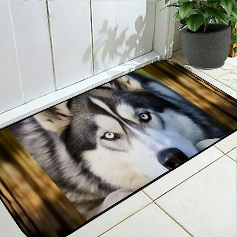 PHYHOO Husky Dog Pattern Door Mat Welcome, Outside Door Mats for Home Entry Floor, Easy to Clean, Patio Doormats 19.68*47.24 in