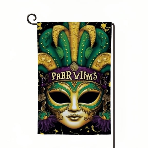 PHYHOO It's Mardi Gras Y'all Garden Flag Vertical Double Sided, Masquerade Mask Holiday Party Yard Outdoor Decoration White