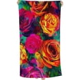thumbnail image 1 of PHYHOO Kids Bath/Pool/Beach Towel, Colorful Roses Oversized Quick Dry Microfiber Beach Towel Flowers Painted Lightweight Sand Free Towel Super Soft &amp; Absorbent for Travel Swimming Sports 30x60in, 1 of 8