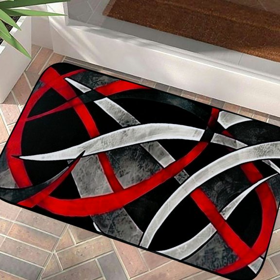 PHYHOO Kitchen Mats for Floor red kitchen rugs Modern Abstract Circle Anti Fatigue Kitchen Mats Waterproof Floor Mats Cushioned Non-Skid Standing Mats for Laundry, Office 19.68*39.37 in