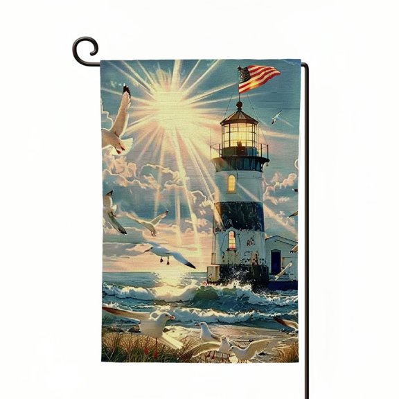 PHYHOO Let Your Light Shine Summer Beach Coastal Lighthouse Decorative Garden Flag, Ocean Beach Yard Outside Decorations Outdoor Small Decor White