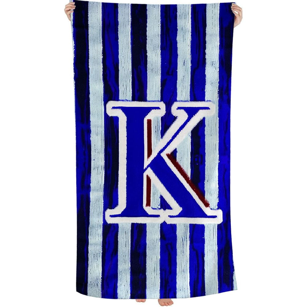 PHYHOO Lightweight Microfiber Beach Towel med Letter Beach Towels Sand Free Quick Dry Gift for Women Men (Blue Stripes K) 30x60in