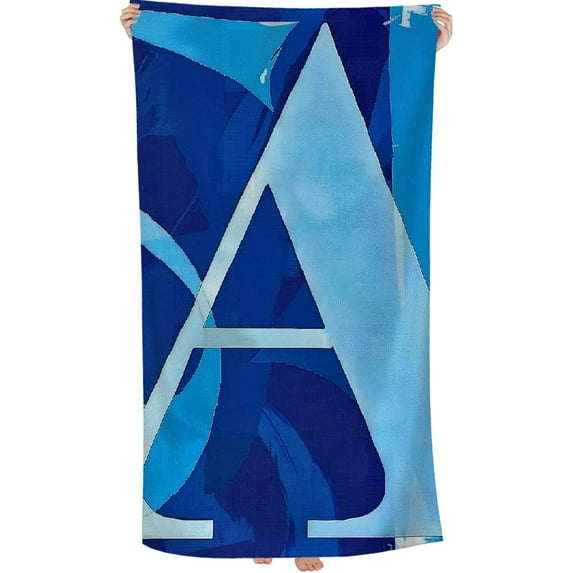 PHYHOO Lightweight Microfiber Initial Beach Towel med Personalized Letter Beach Towels Sand Free Quick Dry Gift for Women Men (Blue A) 30x60in