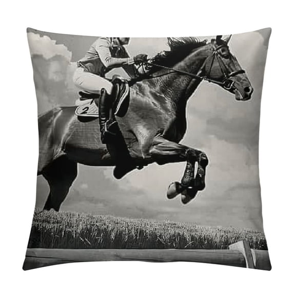 PHYHOO  Linen Throw Pillow Covers African Art Horse Livingroom Decorative Pillow Cases Home Decor Square Pillowcases ( EH-Horse) White