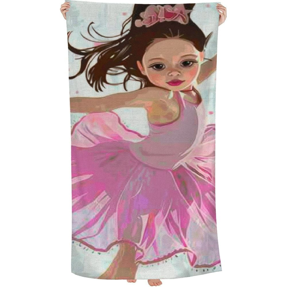 PHYHOO Little Ballerina Dancing Girl Beach Towel Highly Absorbent Microfiber Bath Towel Quick Dry Blanket 30x60in