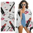 thumbnail image 1 of PHYHOO  Makeup Cosmetics Pattern Microfiber Sand Free Beach Towel Oversized Quick Dry Absorbent for Pool Swimming Bathroom Beach Towel 30x60in, 1 of 8