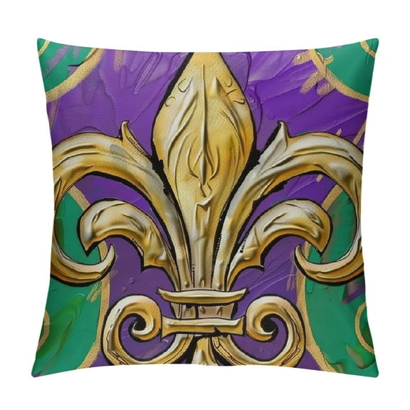 PHYHOO Mardi Gras Pillow Covers, Beads Decor Holiday Farmhouse Pilow Case Decoration for Home Sofa Couch