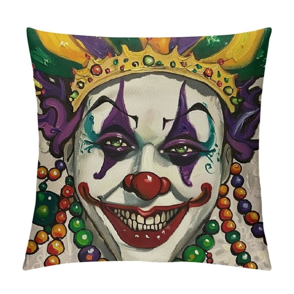 PHYHOO Mardi Gras Please Throw Pillow Covers, Masquerade Mask Bead Holiday Cushion Case Decoration for Sofa Couch