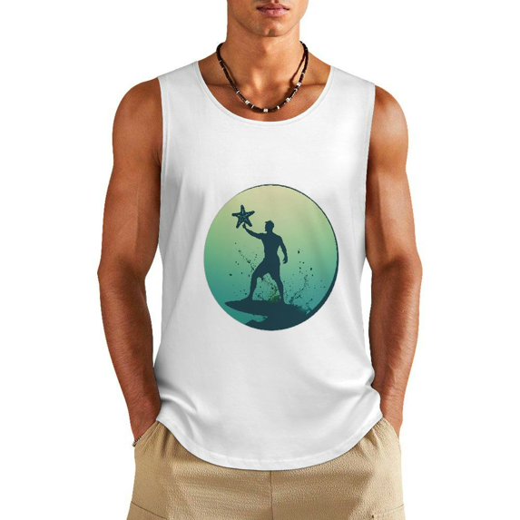 PHYHOO Men Cotton Tank Top, Soft Lightweight and Snug Tanks For Men, Summer Muscle Sleeveless Tank Shirt Gym Workout Tank Top 2XL
