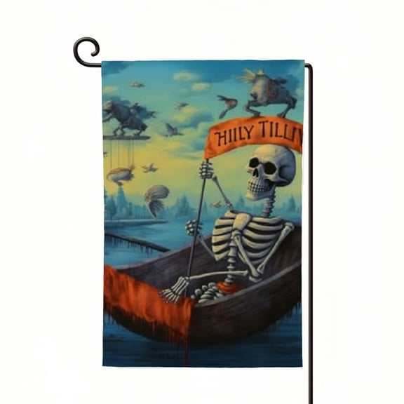 PHYHOO Mentally Ill But Totally Chill Garden Flag Skeleton Summer Garden Flag Funny Yard Flags Welcome To Our Pool Garden Flag Gifts Outdoor Decorations Yard House Patio Porch White