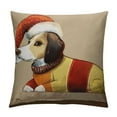 thumbnail image 1 of PHYHOO  Merry Christmas Decorative Soft Sherpa and Velvet Printed Throw Pillow Cover with Puppy, Lamp Cushion Covers for Couch Sofa, Beige, 1 of 5