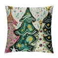 thumbnail image 1 of PHYHOO Merry Christmas Decorative Throw Pillow Covers, Xmas Tree Snowman Pink Outdoor Home Decor, Stripes Holiday Cushion Case White, 1 of 5