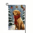 thumbnail image 1 of PHYHOO  Merry Christmas Golden Retriever Dog Garden Flag Double Sided, Burlap Welcome Winter Christmas Tree Garden Yard Flags for Xmas Outside Outdoor Decoration White, 1 of 6