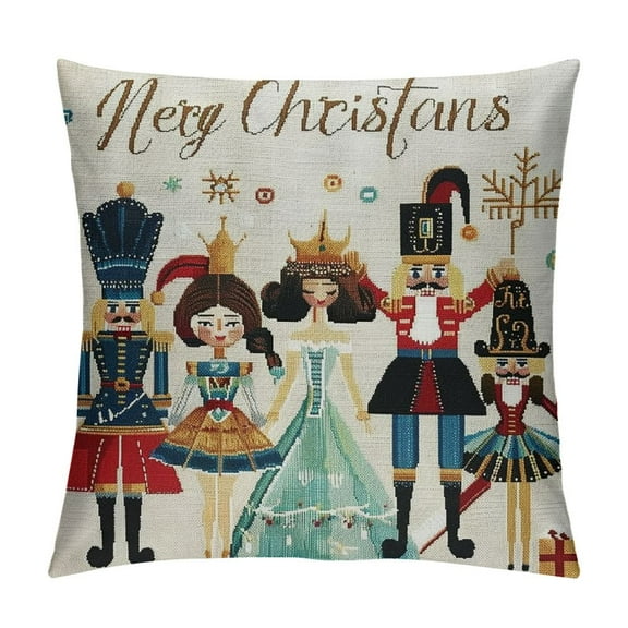 PHYHOO Merry Christmas Throw Pillow Covers, Winter Holiday Party Cushion Case Decoration for Sofa Couch