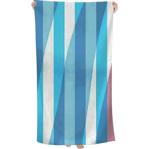 PHYHOO Microfiber Beach Towel: Quick-Dry, Compact, Sand-Free, Absorbent, Sandproof and Lightweight - Perfect for Camping, Beach, and Roadtrips (Sky Blue Stripes Design 30x60in