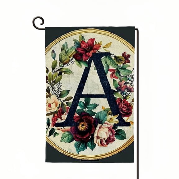 PHYHOO Monogram Letter A Garden Flags, Summer Garden Flag Double Sided Floral Yard Flags Small Burlap Family Last Name Initial Garden Flag for Outside Decorations White