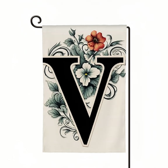 PHYHOO Monogram Letter V Garden Flags for Outside, Classic Family Last Name Initial V Small Yard Flags for Outdoor, Personalized Gift for Summer Farmhouse White