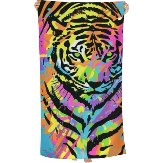 PHYHOO Neon Animal Zebra Print Microfiber Sand Free Beach Towel Oversized Quick Dry Absorbent for Pool Swimming Bathroom Beach Towel 30x60in