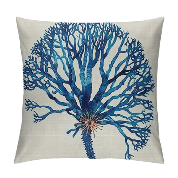 PHYHOO Ocean Park Theme Decorative Pillow Covers Case Square Shape-Ocean-Beach-sea-Print-Starfish-Seahorse-Voyage