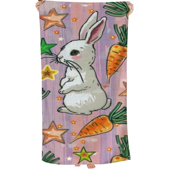 PHYHOO Oversized Microfiber Sand Free Quick Dry, Bunny Lightweight Pool Towels for Adults Travel Towel for Gym Yoga Camp Swim 30x60in
