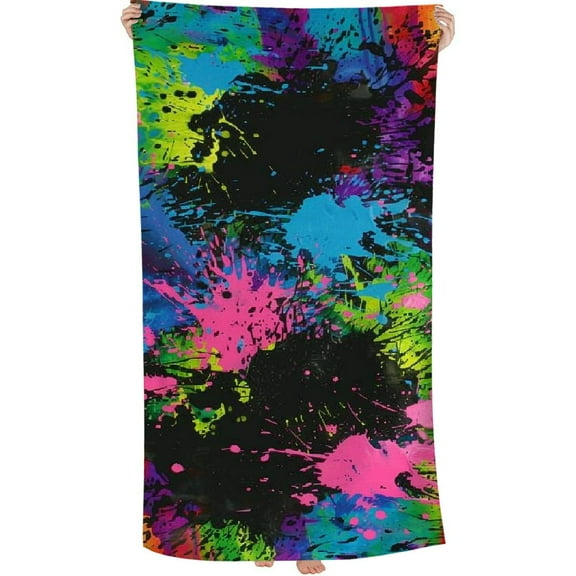 PHYHOO Paint Splatter Microfiber Sand Free Beach Towel Oversized Quick Dry Absorbent for Pool Swimming Bathroom Beach Towel 30x60in