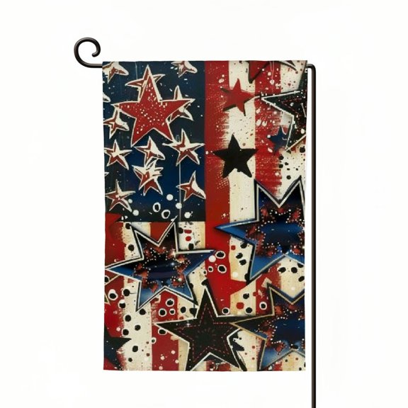 PHYHOO Patriotic Double Sided Outside, Red America Stars and Stripes Yard Outdoor Decoration White