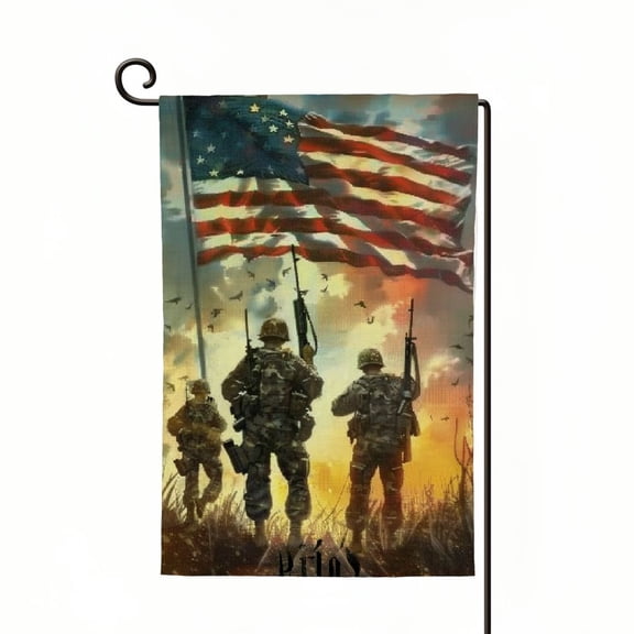 PHYHOO Patriotic Memorial Day Garden Flag Double Sided, Small Burlap Garden Yard Flags Banner Independence Veterans Day Outdoor House Decorations White