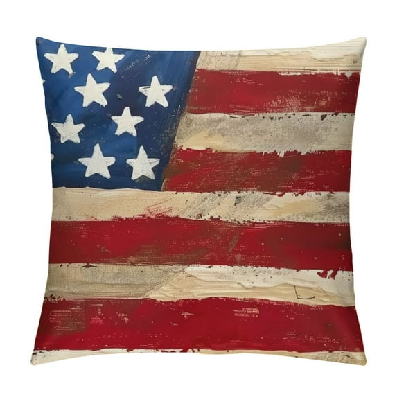 PHYHOO Patriotic Pillow Cover America Flag Color Decor Independence Day Decorations Red Cushion Case for Sofa Couch